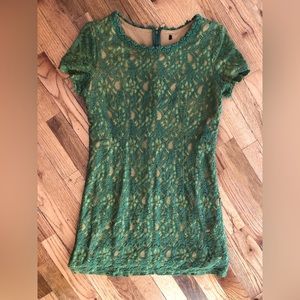 Lace Short Sleeve Mini Dress